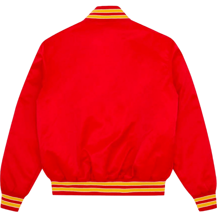 College Satin Bomber Red