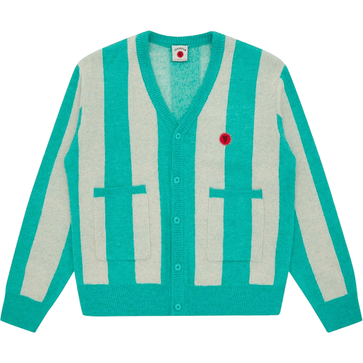 Striped Knitted Cardigan Teal Stripe