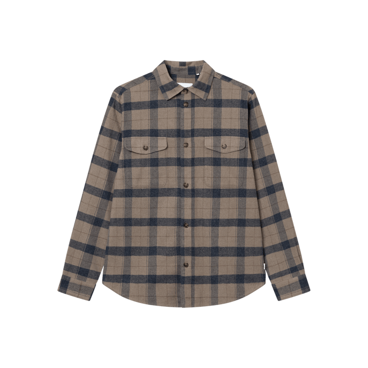 Camicia Lennon in flanella a quadri Desert Taupe/marino scuro