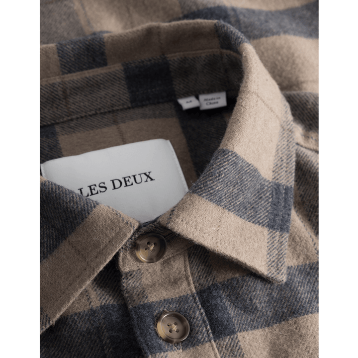 Camicia Lennon in flanella a quadri Desert Taupe/marino scuro
