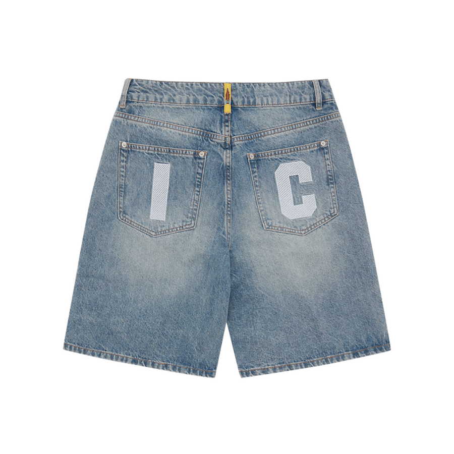 Running Dog Denim Shorts Washed Blue