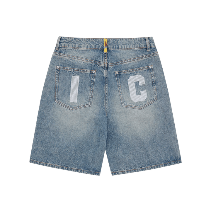Running Dog Denim Shorts Washed Blue