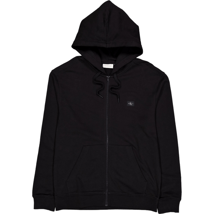 Woven Label Zip Through Hoodie Beh Ck Black