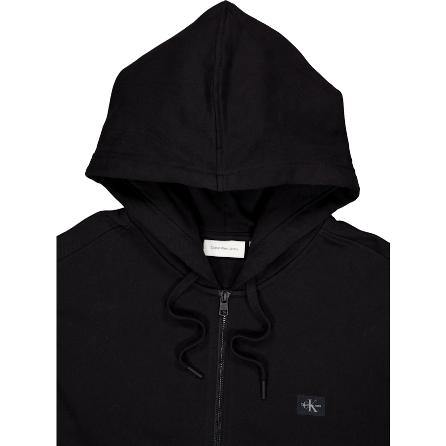 Woven Label Zip Through Hoodie Beh Ck Black