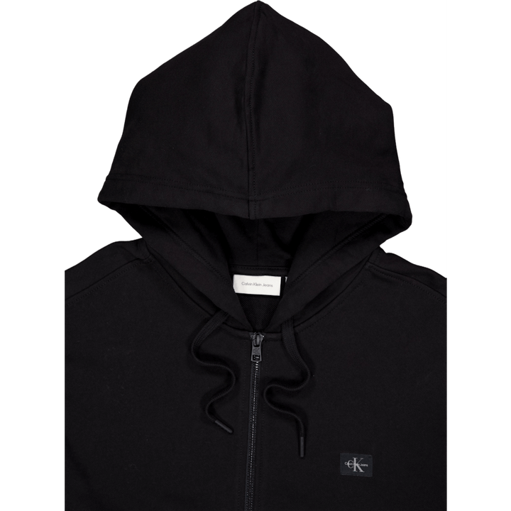 Woven Label Zip Through Hoodie Beh Ck Black