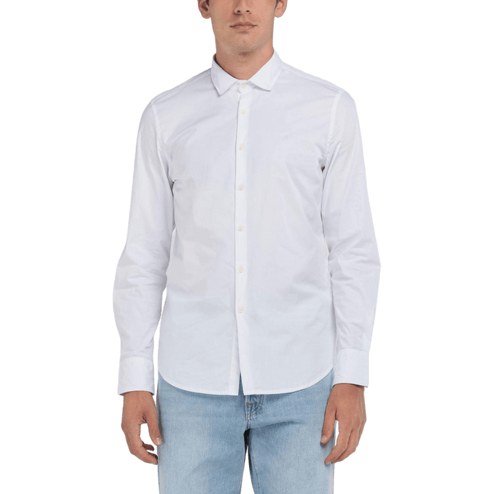 Skjorta i stretchpoplin 001 Vit
