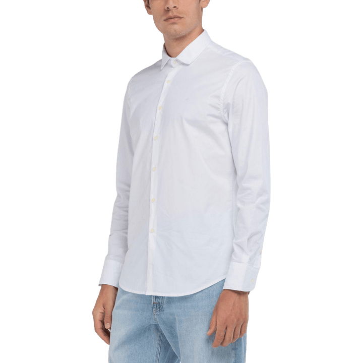 Skjorta i stretchpoplin 001 Vit