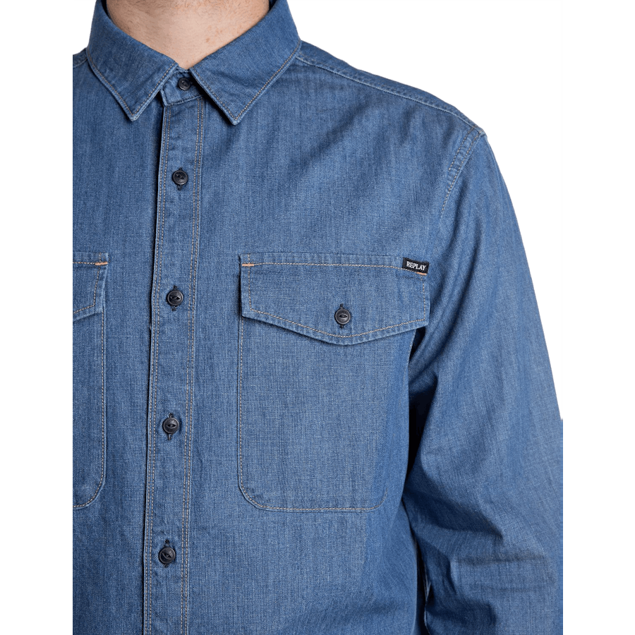 Denim-Hemd 009 Mittelblau