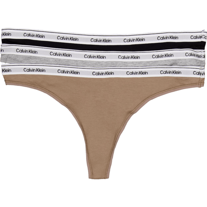 Thong 3pk Black/ Grey Heather / Café Fun