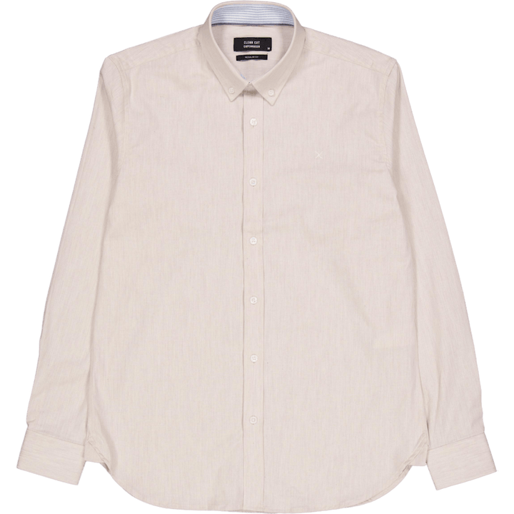 Oxford Stretch Einfarbig L/s Sand Melange