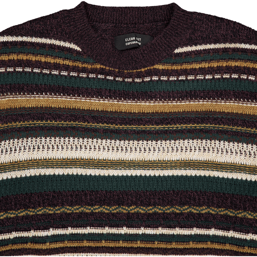 Phillip Wool Knit Deep Green/ecru Stripe