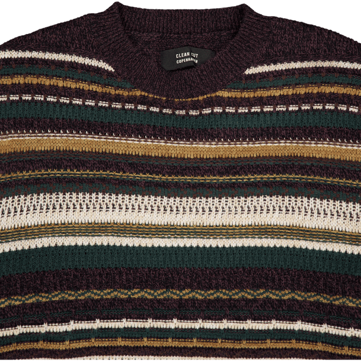Phillip Wool Knit Deep Green/ecru Stripe