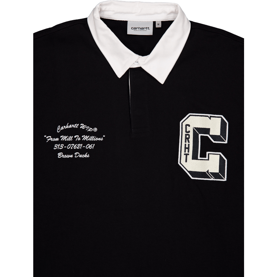 Camicia da rugby L/s Brown Ducks Nero / Bianco