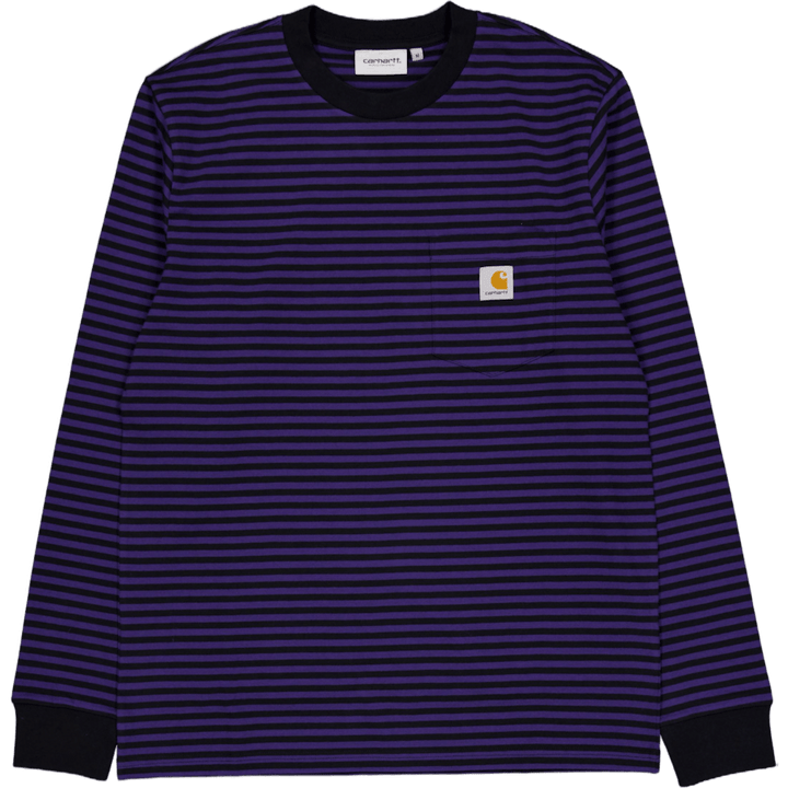 L/s Verner Pocket T-shirt Verner Stripe, Black / Aura