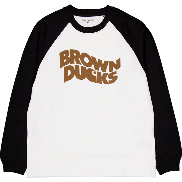 L/s Brown Ducks Baseball T-s White / Black