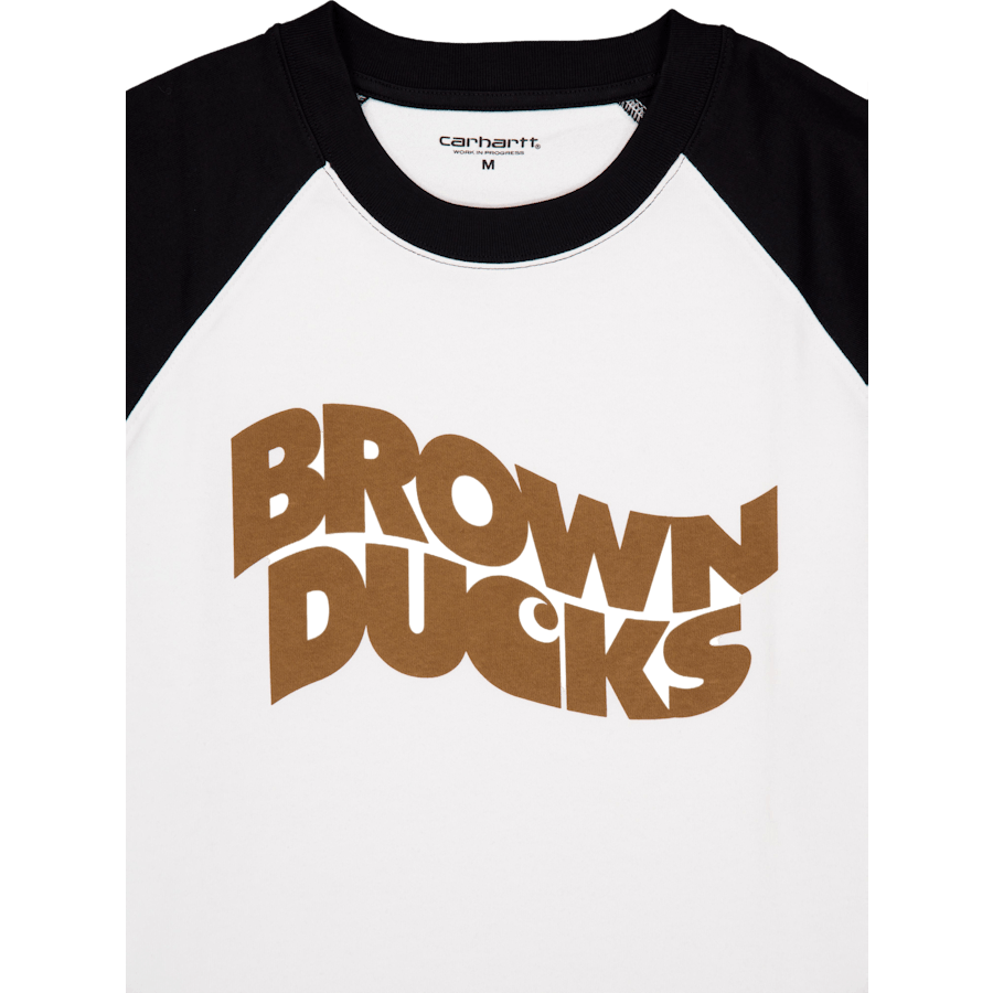 L/s Brown Ducks Baseball T-s White / Black
