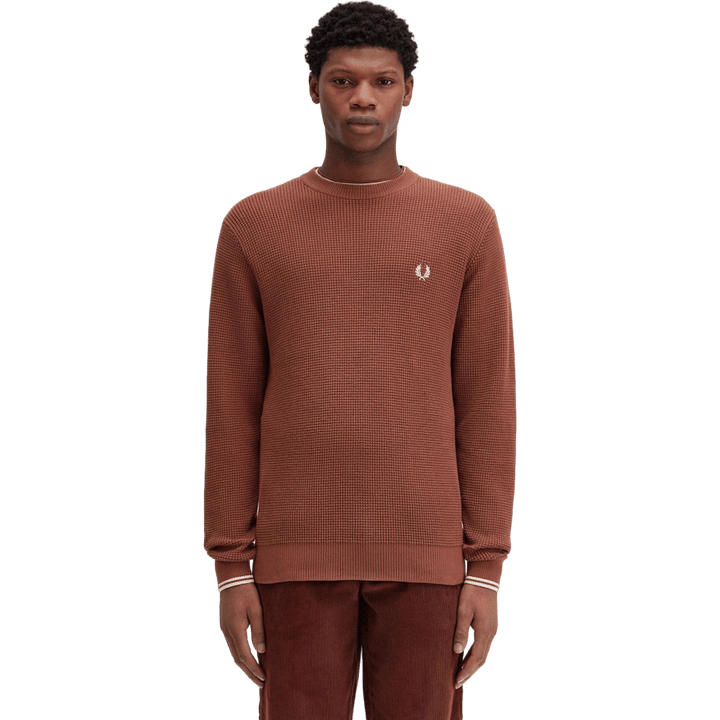 Pull à point gaufré S54 Marron whisky