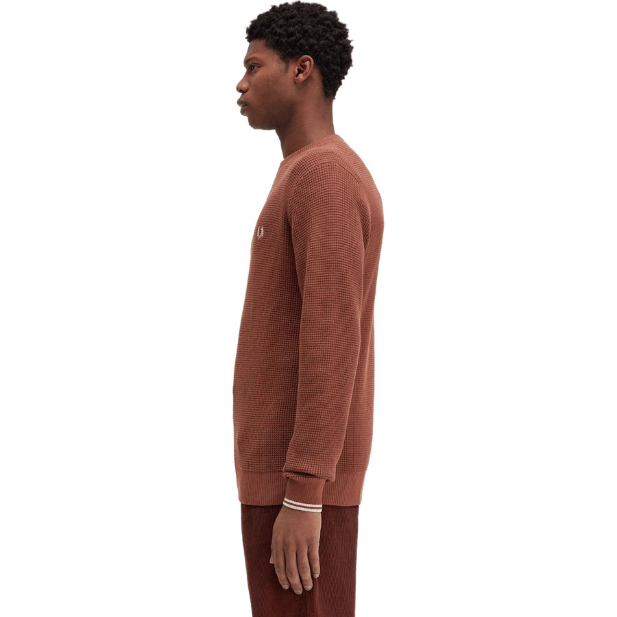 Pull à point gaufré S54 Marron whisky