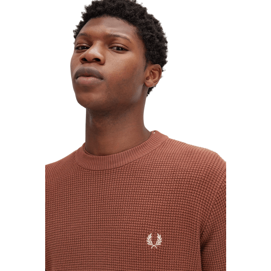 Pull à point gaufré S54 Marron whisky