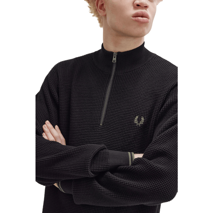 Mezza zip con punto waffle Jmpr 102 nero