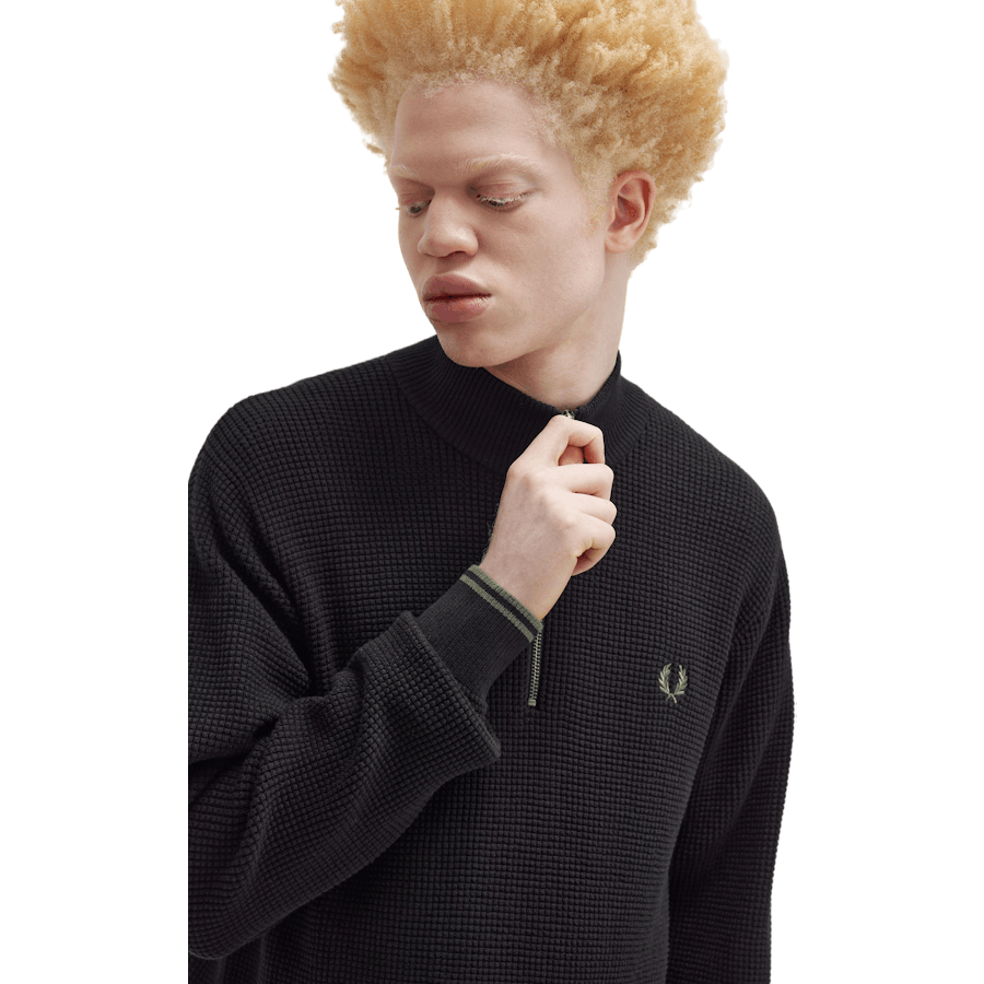 Mezza zip con punto waffle Jmpr 102 nero