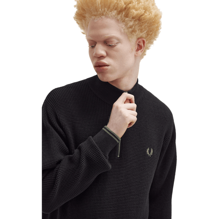 Mezza zip con punto waffle Jmpr 102 nero