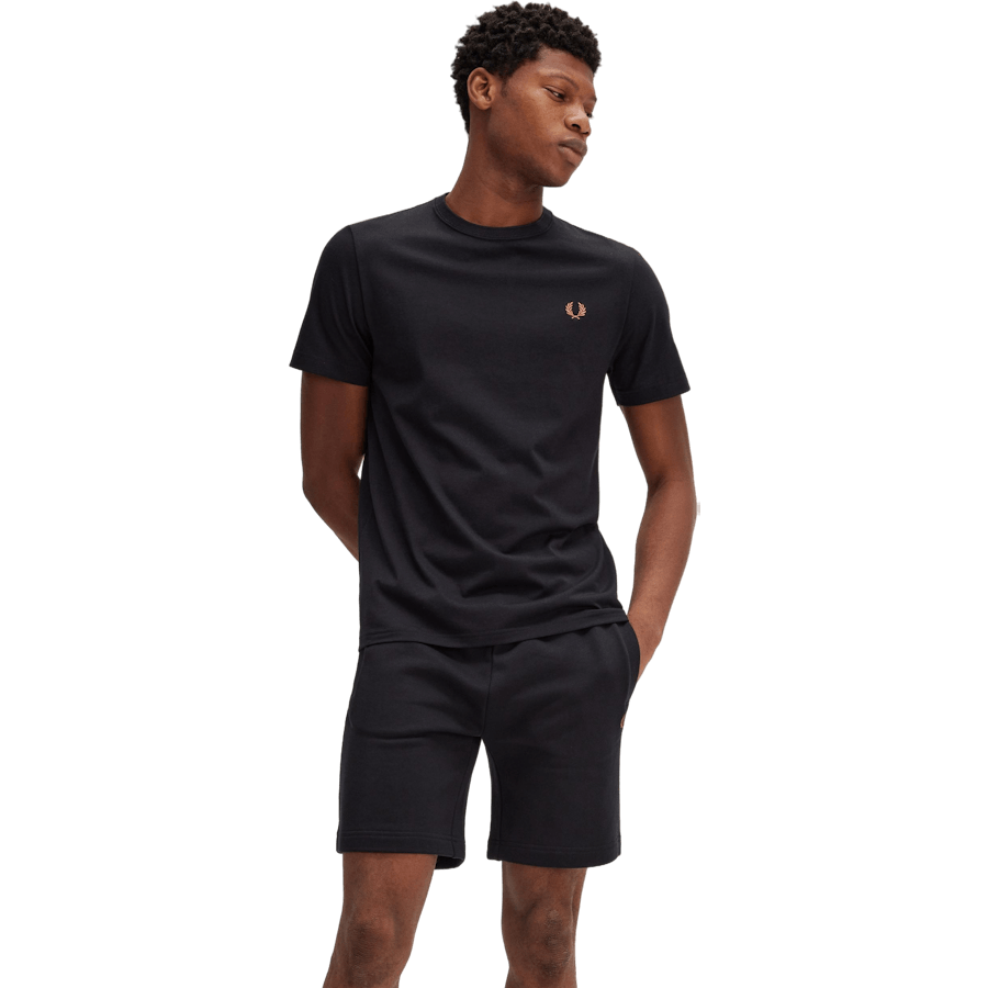 Rundhals-T-Shirt X56 Schwarz/Whisky Brwn