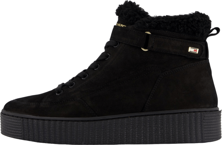 Faux Fur Nubuck Low Lace-up Black