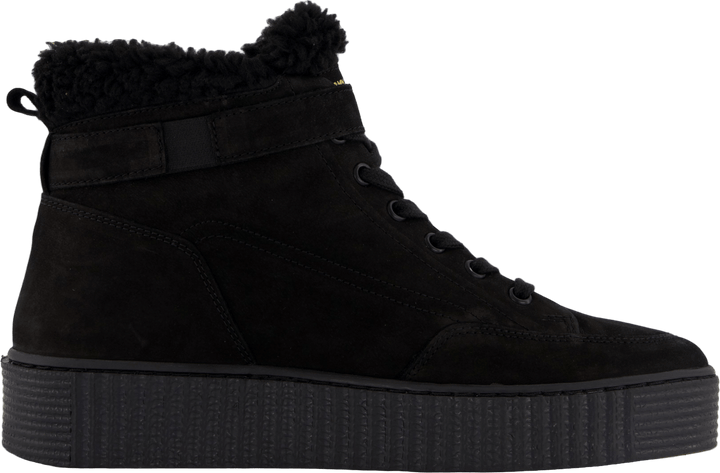 Faux Fur Nubuck Low Lace-up Black