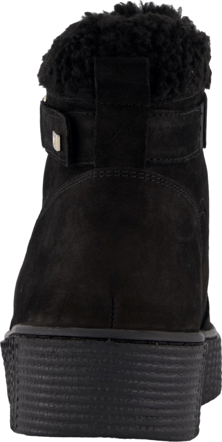 Faux Fur Nubuck Low Lace-up Black
