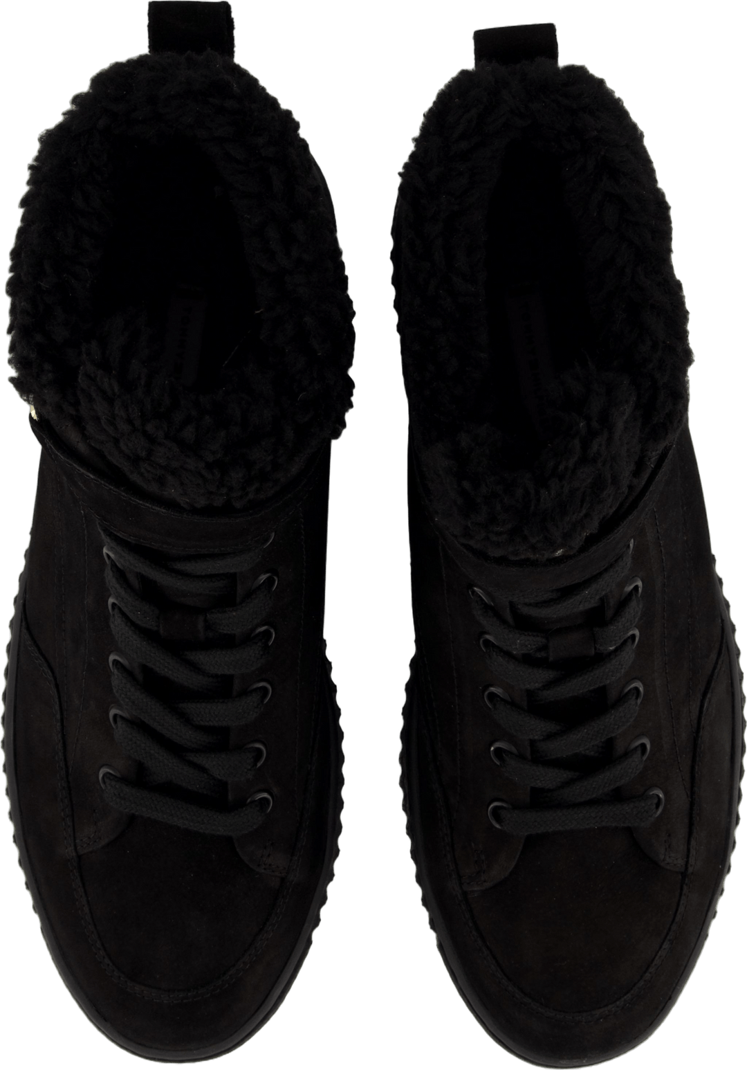 Faux Fur Nubuck Low Lace-up Black