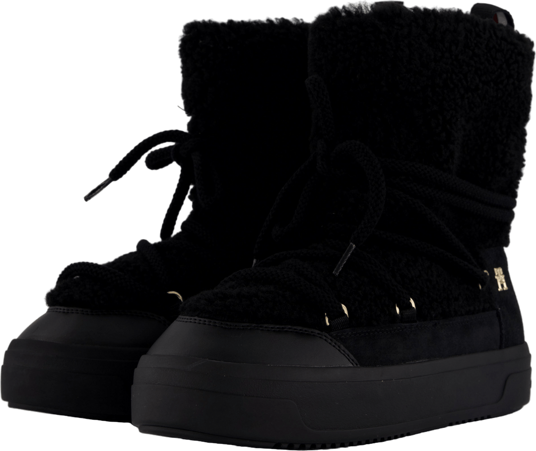 Lace-up Faux Shearling Snowboo Black