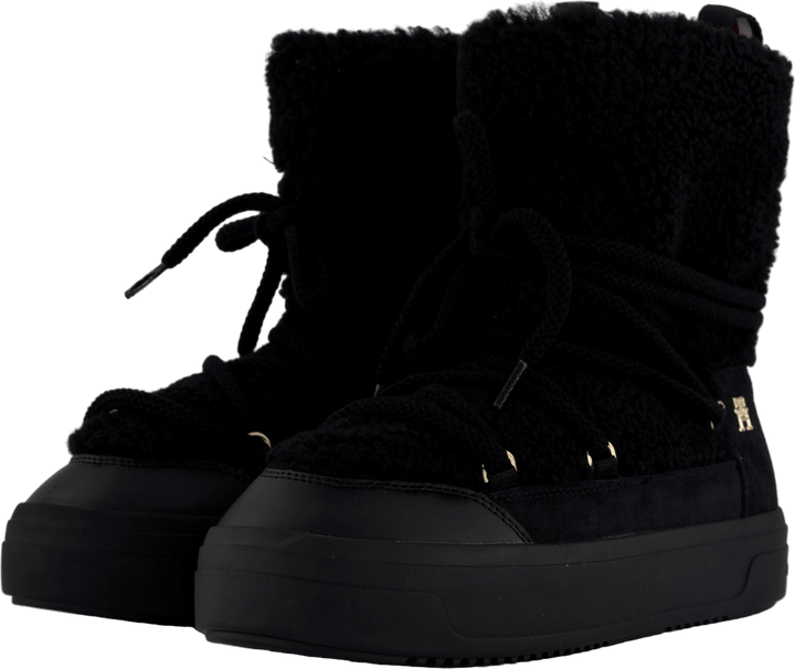 Lace-up Faux Shearling Snowboo Black
