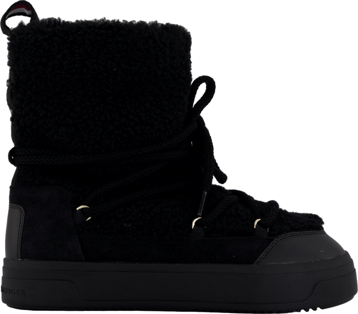 Lace-up Faux Shearling Snowboo Black