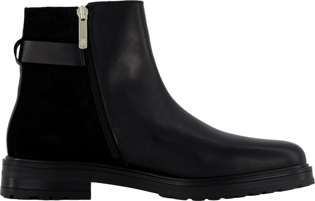 Th Logo Leather Mix Chelsea Black