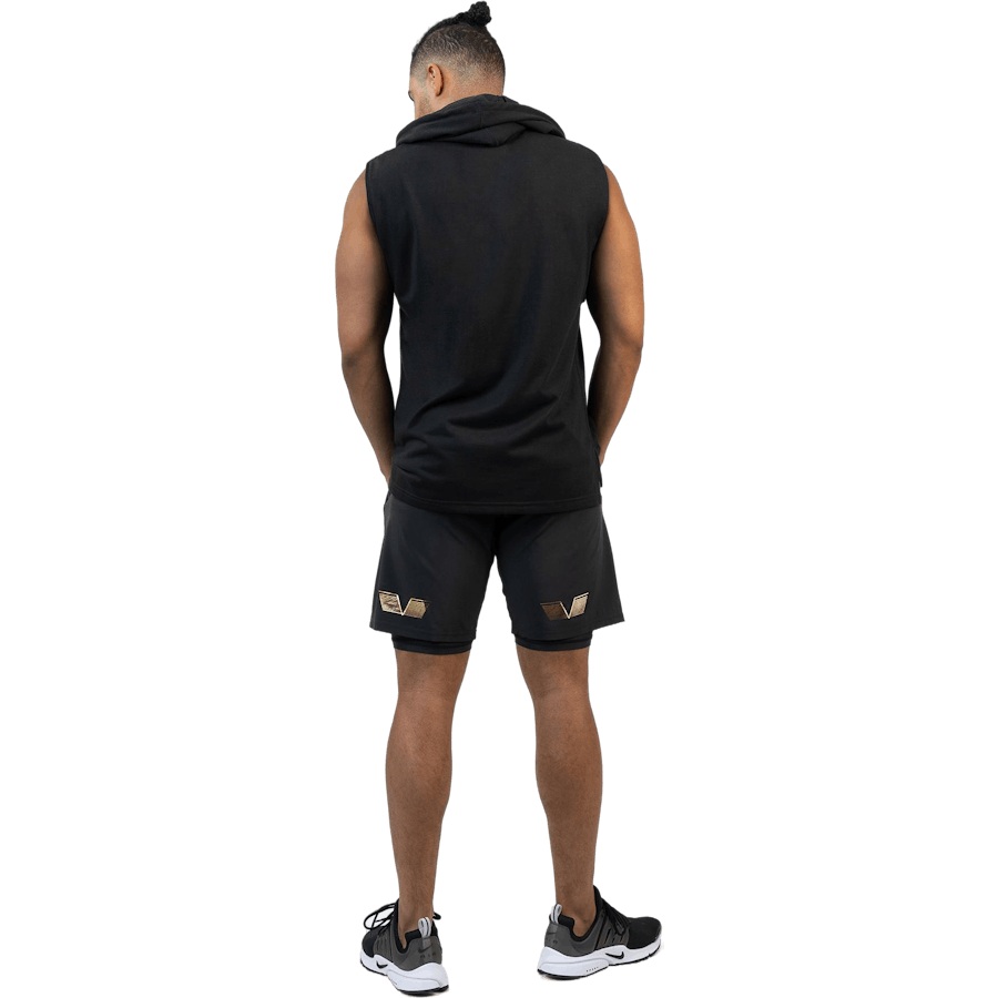 Power Sleeveless Hoodie Black&gold