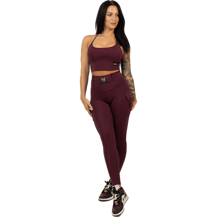 Leggings Cargo Borgogna Rosso Scuro