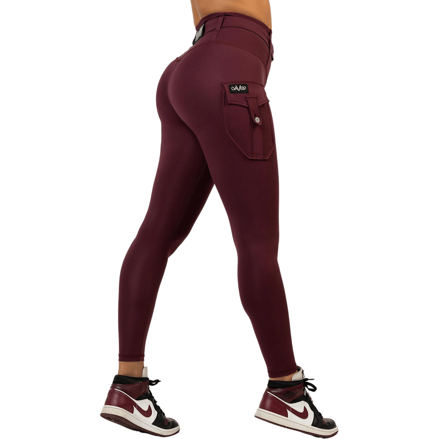 Leggings Cargo Borgogna Rosso Scuro