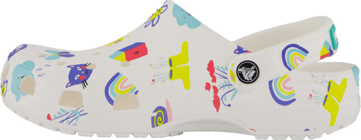 Classic Doodle Print Clog K Weiß/mehrfarbig