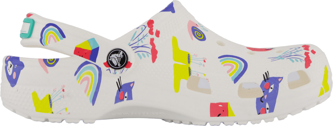 Classic Doodle Print Clog K Weiß/mehrfarbig