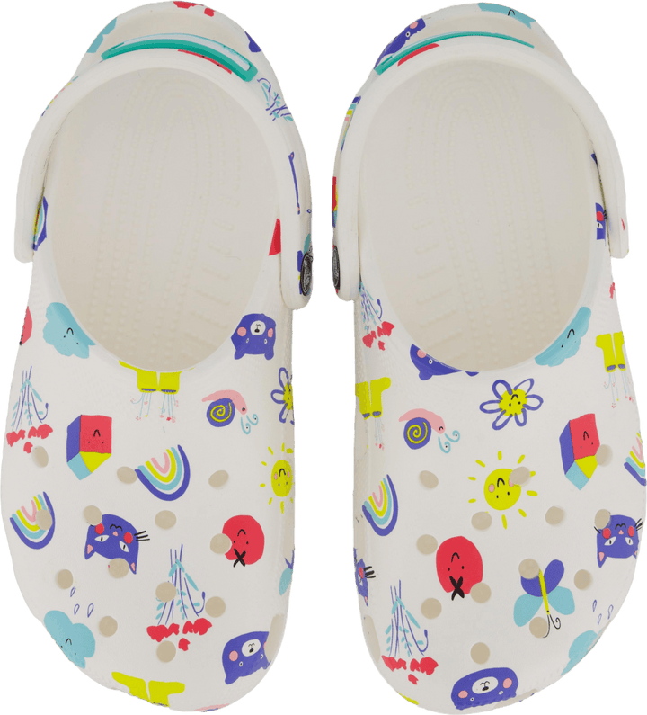 Classic Doodle Print Clog K Weiß/mehrfarbig