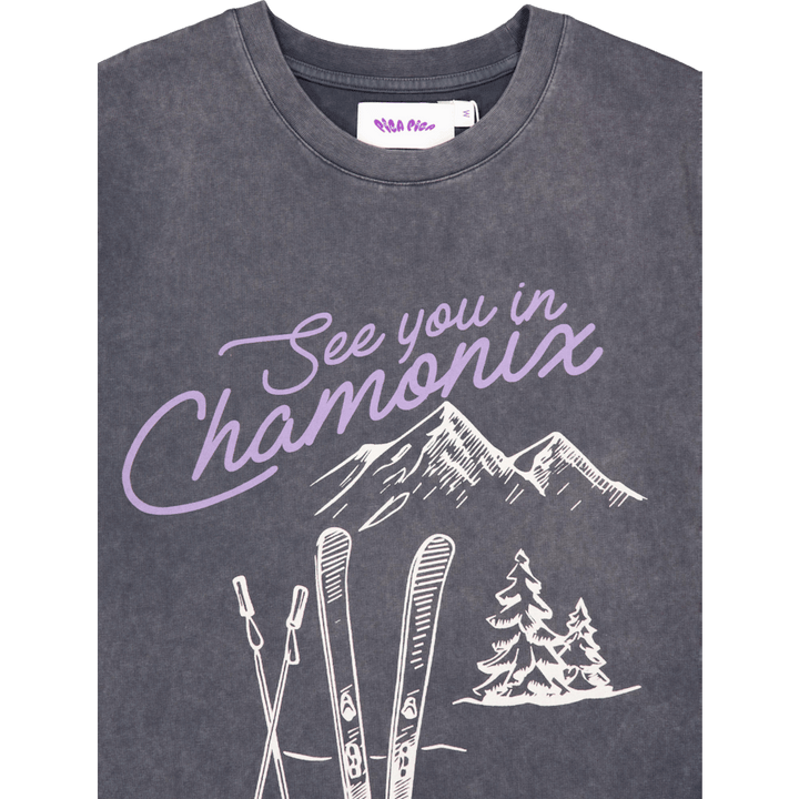 Pica Goes Skiing T-shirt Washed Black