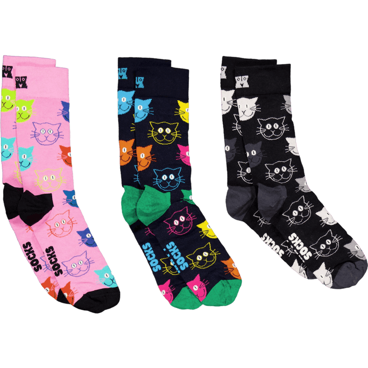 3-pack Mixed Cat Socks Gift Se Navy