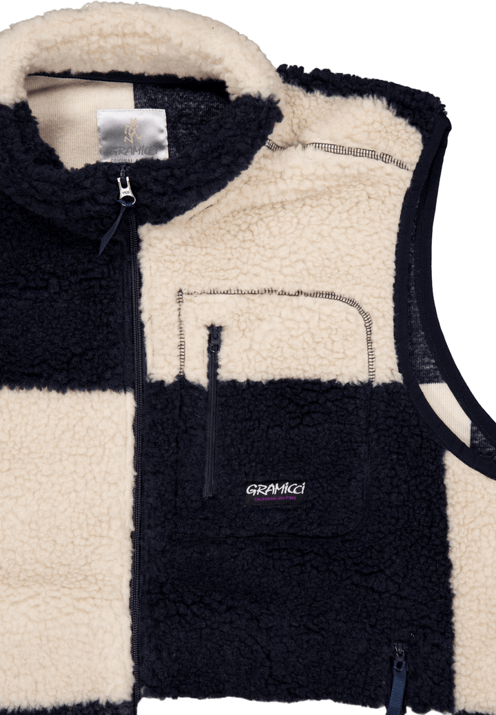 Checkered Sherpa Vest Natural / Navy Check
