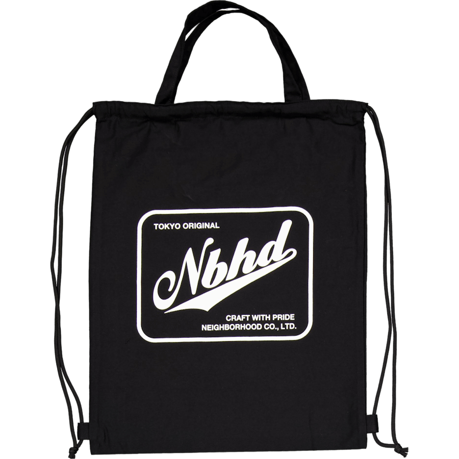Logo Drawstring Tote Bag Black