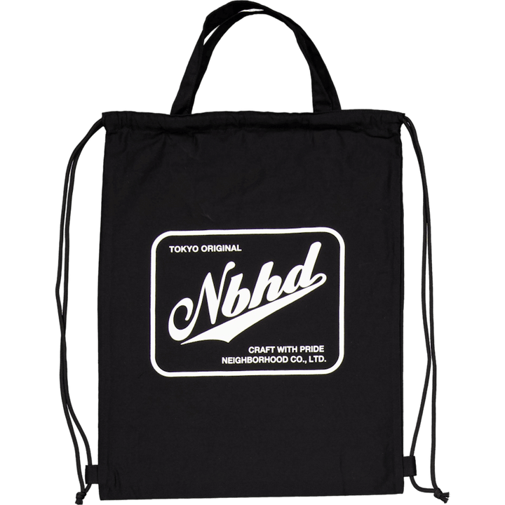 Logo Drawstring Tote Bag Black