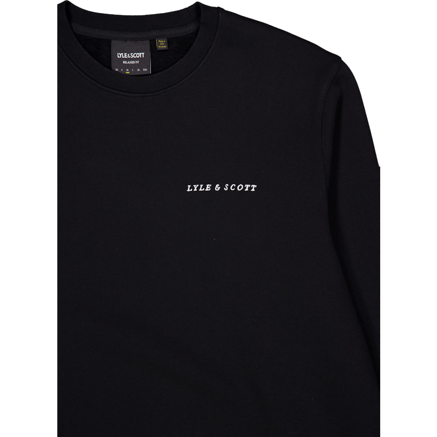 Embroidered Crew Neck Sweatshi Z893 Jet Black/ White