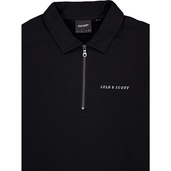 Embroidered Collared Quarter Z Z893 Jet Black/ White