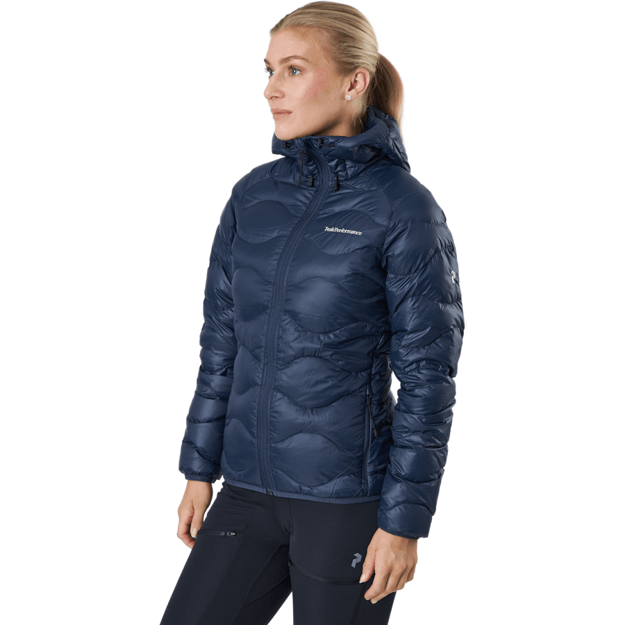 W Helium Down Hood Jacket Blue Shadow