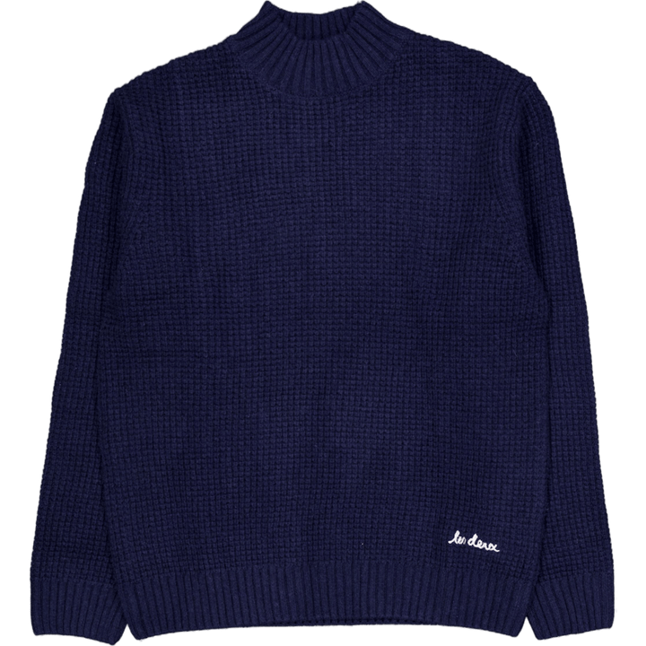 Úplet Grady Waffle Mockneck Knit Dark Navy